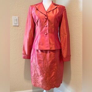 Silk Kay Unger Coral Suit Set